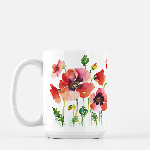 Poppy Flowers 15oz Mug - Quirk Goods